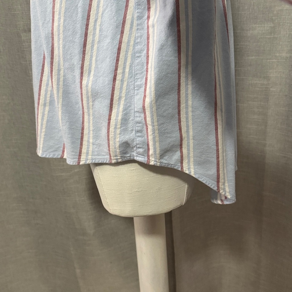 Wmns Falls Creek Button Up Shirt-Sz S-97% Cotton-Red/White/Blue Striped-V Neck - Picture 5 of 14